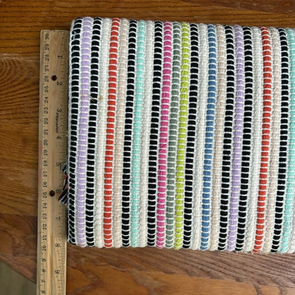 Stella & Dot Taj Clutch Boho Chic Fringe Rug Satchel Wallet Purse Rainbow - Picture 6 of 6